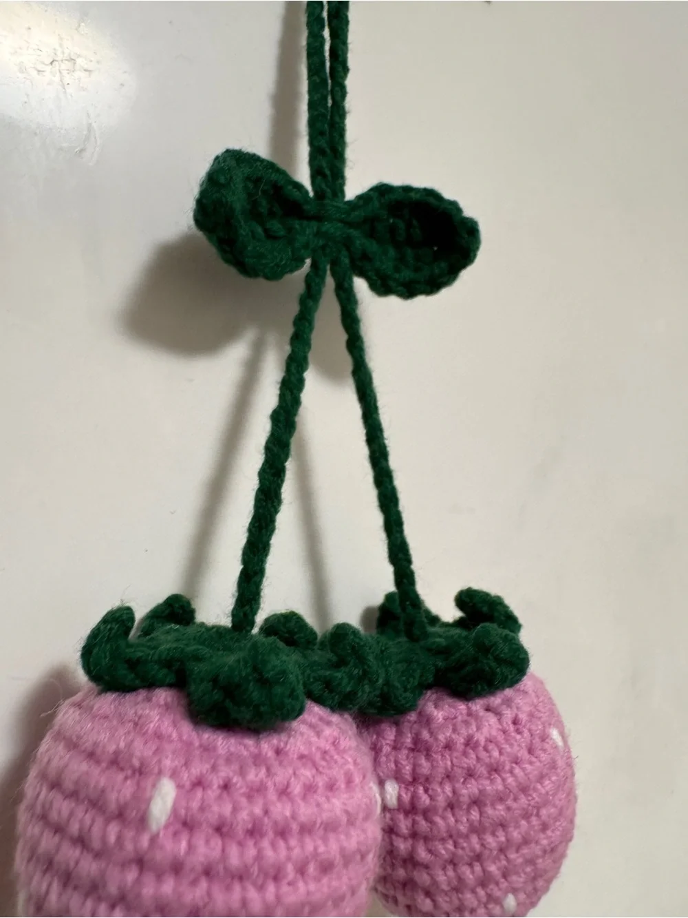 Handmade Pink Crochet Strawberry Charm